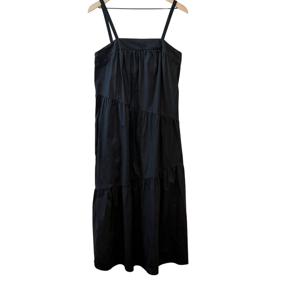 Donna Morgan Black Tiered Asymmetrical Oversized Sleeveless Maxi Dress Size 8